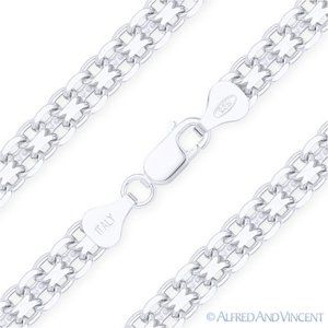Bismark / Bizmark Link Italian Chain Bracelet in .925 Sterling Silver - 8"